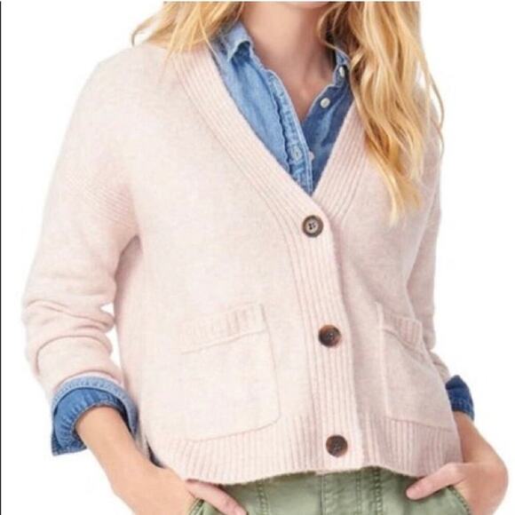 NWT j.Crew Pink Rainbow Supersoft  Knit Cropped Cardigan Merino Alpaca Blend XL - Picture 1 of 10